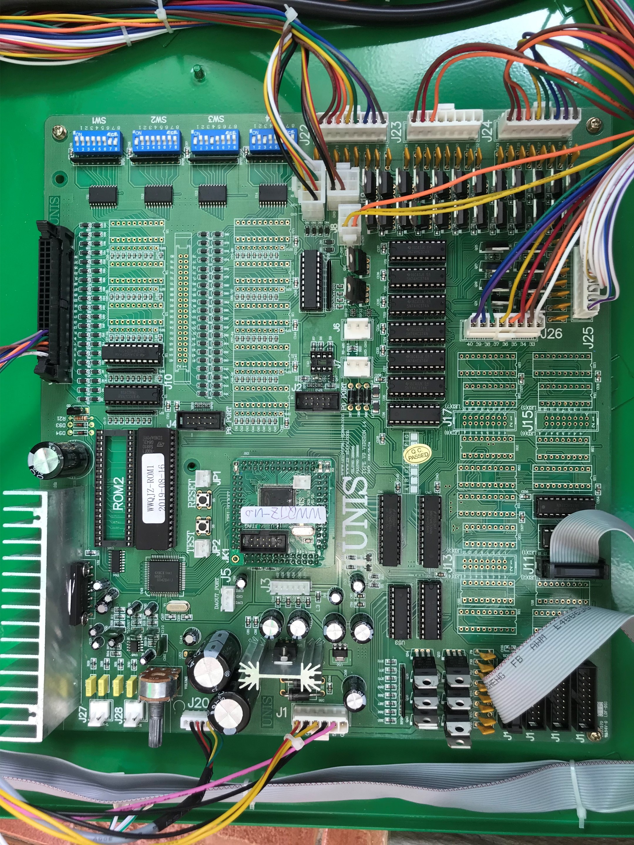 A typical arcade machine's motherboard